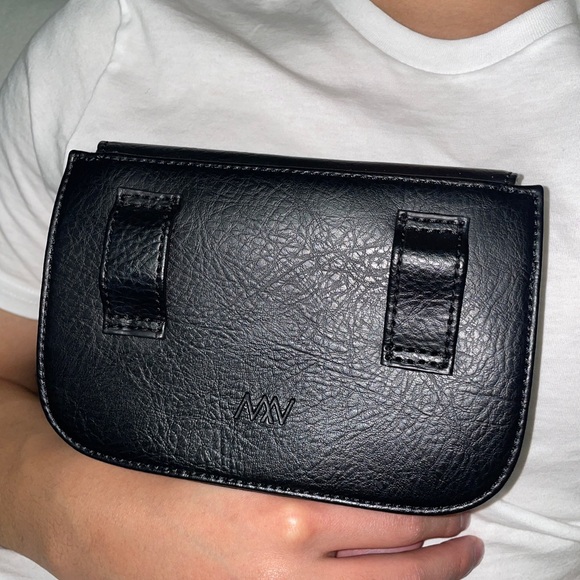 Matt & Nat Black Belt Bag with Textured Leather and Flap Closure - Picture 2 of 3